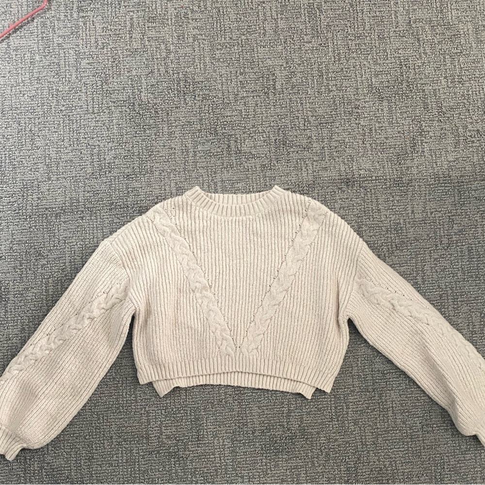 Nasty Gal Cream Cable Knit Sweater